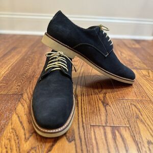 Aston Grey Dien Men's 10 Blue Suede Leather Oxford Lace Shoes 100385 Preppy